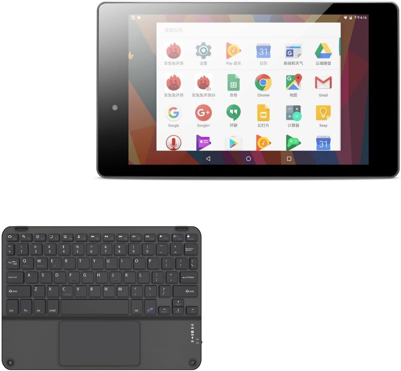 BoxWave Keyboard Compatible with PiPO N8 Tablet - SlimKeys Bluetooth Keyboard with Trackpad, Portable Slim TouchPad - Jet Black