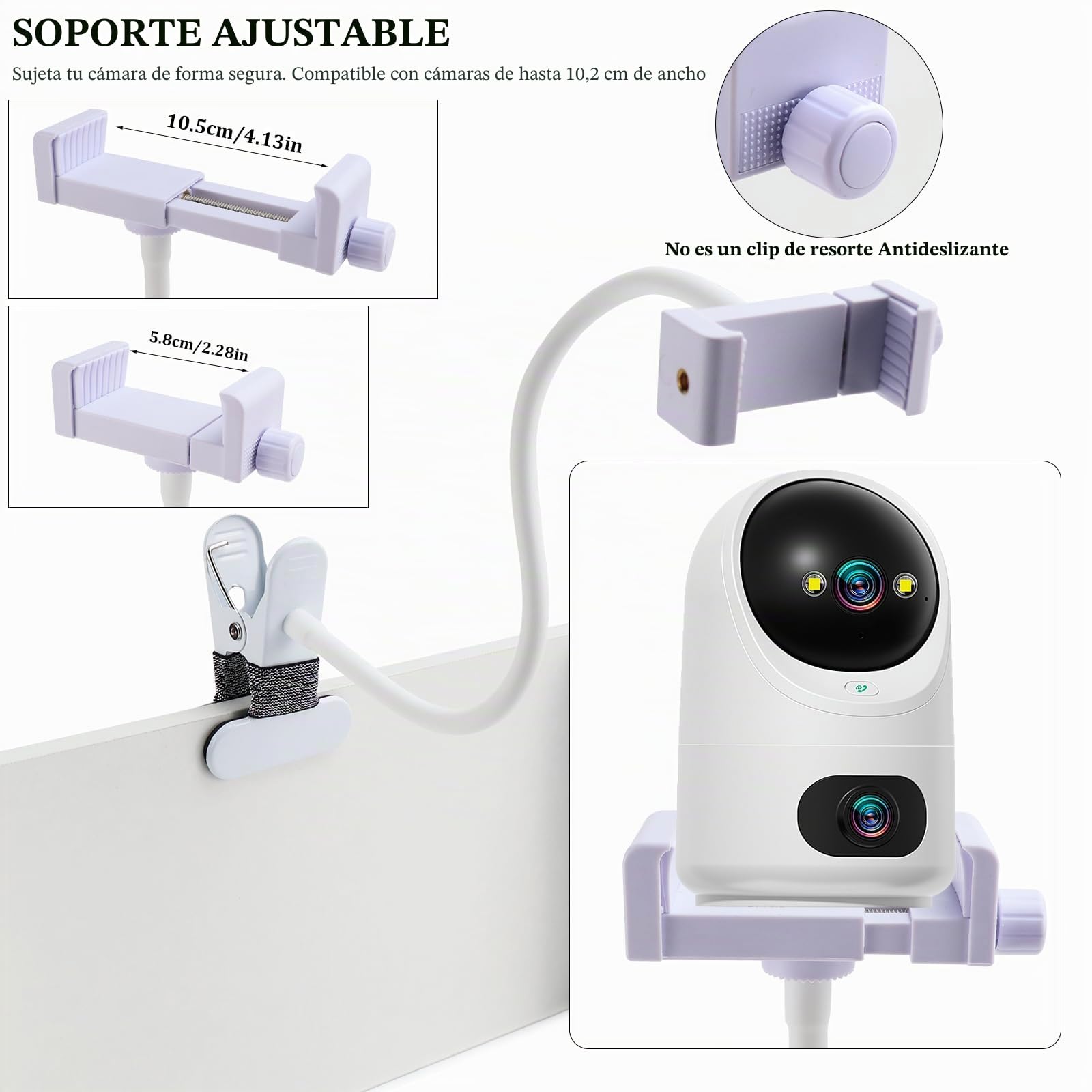 Raxfekro Soporte Universal para Vigilabebés con Clip para Cámara de Bebé, Compatible con la Mayoría de Monitores de Bebé para Cunas