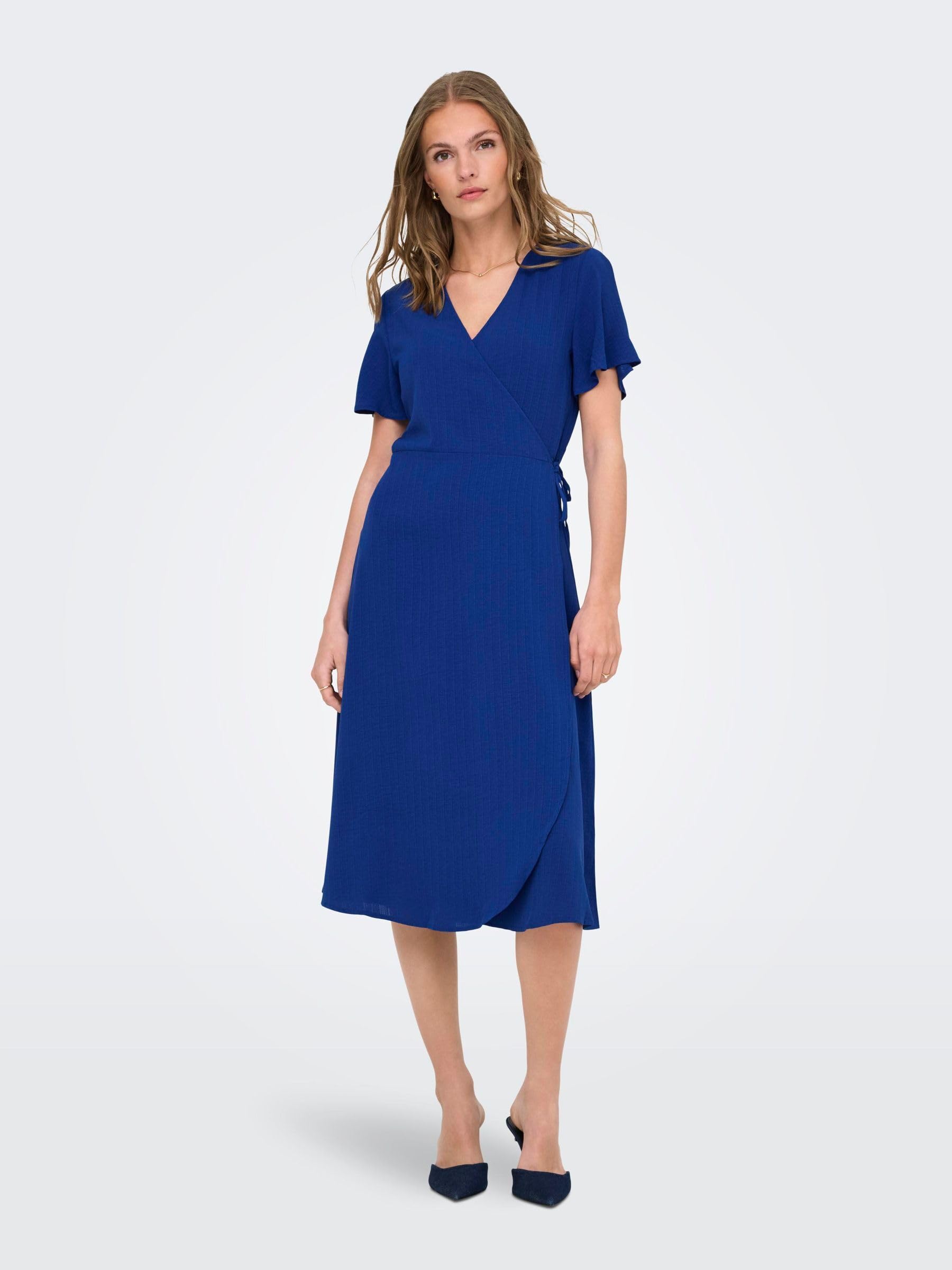 Onlcali Life S/S Midi Wrap Dress WVN, czarny, XL