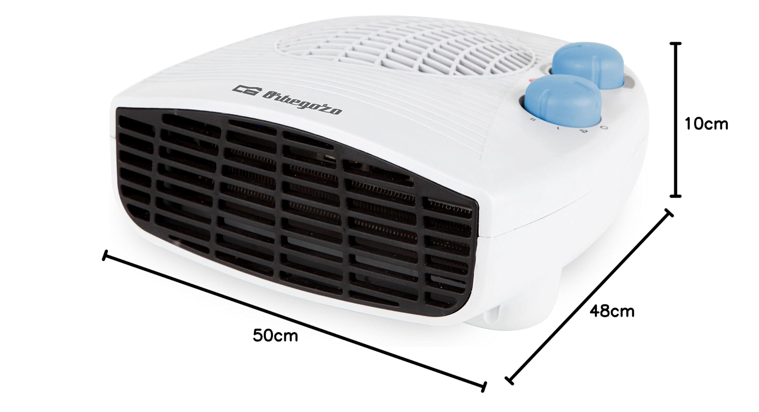 Orbegozo FH 5127, Calefactor bajo consumo, 2000 W, control ajustable de la temperatura mediante termostato, protección contra sobrecalentamiento, luz indicadora encendido, color blanco