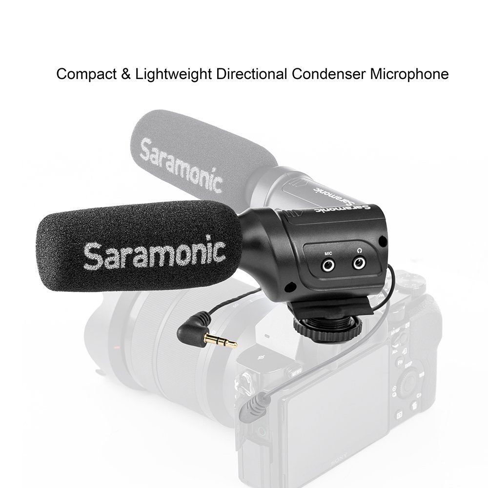 Saramonic sr-m3 mini-microphone direccional de condensador con suspensión integrada para DSLR/Videocámara, color negro