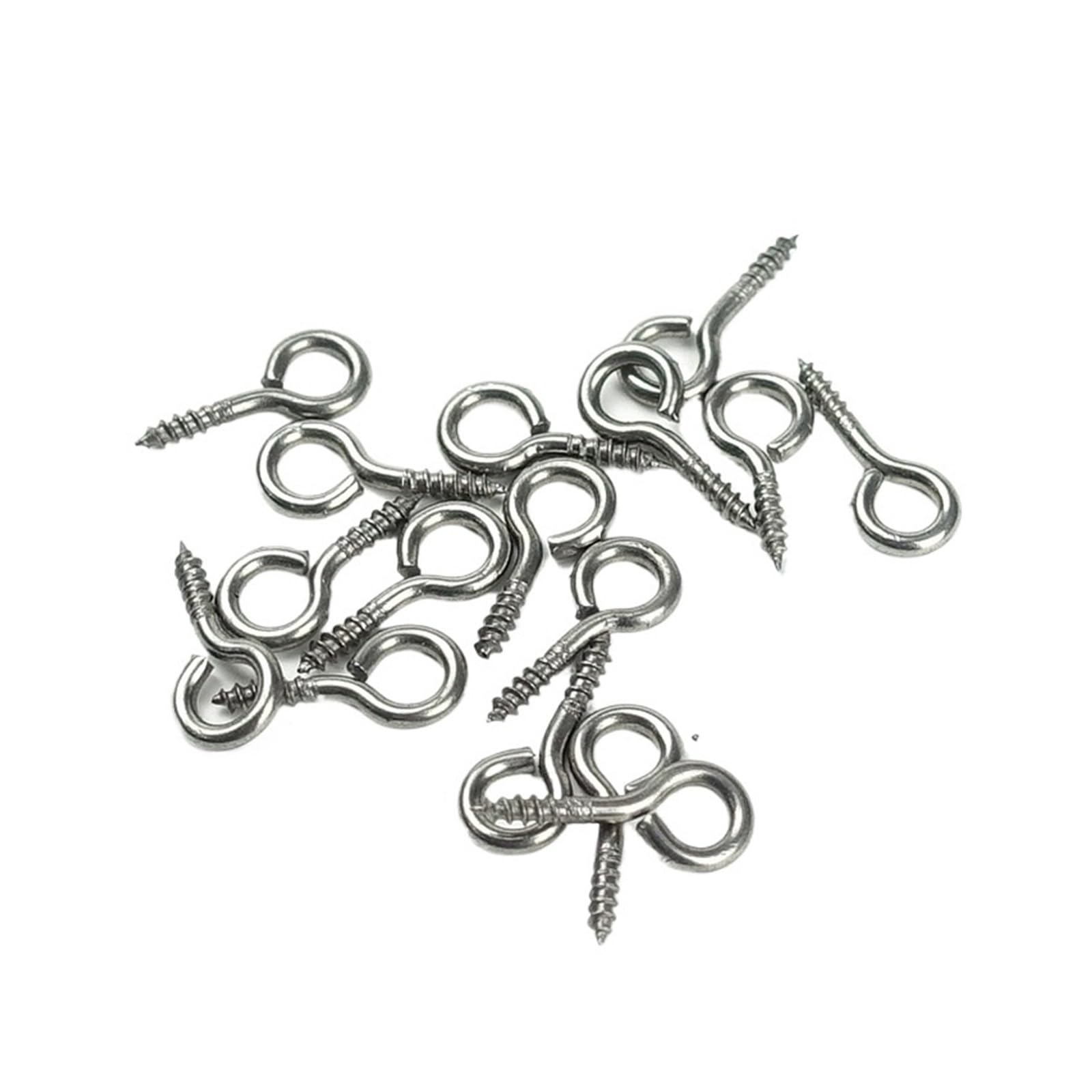Crochets à Visser 100 pièces 16mm Petit Oeil vis Boulon Crochet 304 en Acier Inoxydable Minuscule vis Oeil Bricolage Corde Accessoires vis à Bois Bijoux Accessoires