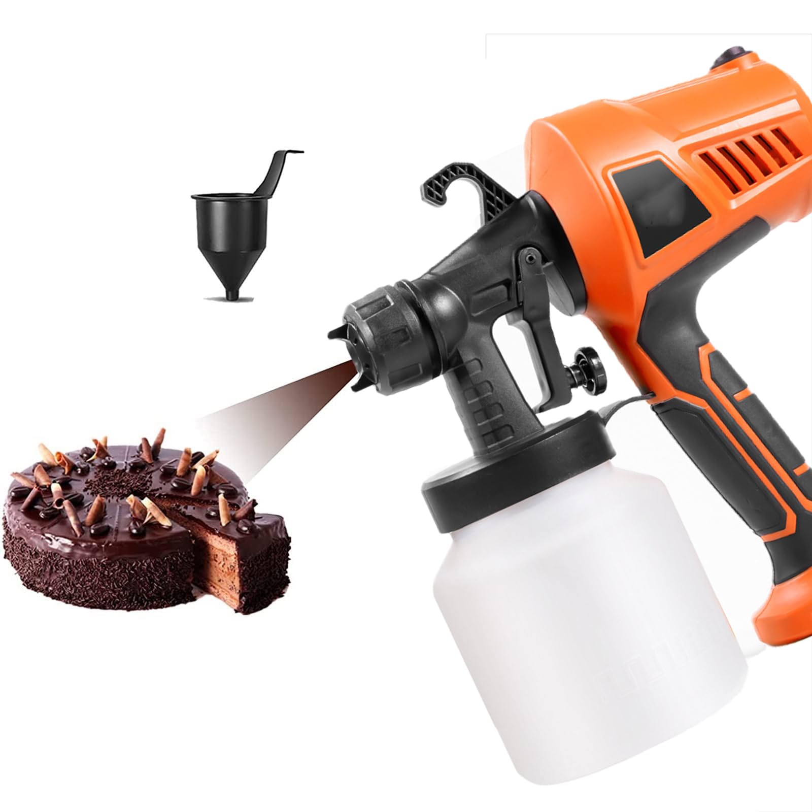Pistola Pulverizadora De Chocolate De 500 W, Kit De Pistola Pulverizadora para Decoración De Pasteles, Flujo Ajustable/3 Modos De Pulverización, Extraíble, para Decorar Pasteles,Orange