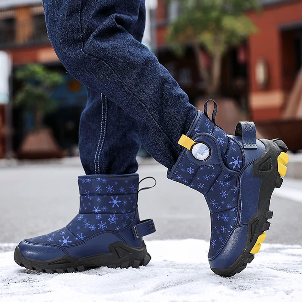 Bambini Stivali da Neve Ragazzi Fodera Calda Scarpe Invernali da Escursionismo Trekking Antiscivolo