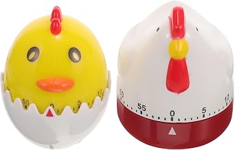 2pcs Mechanical Kitchen Timer Cartoon Eggshell Chick Design Sturdy Countdown Clock with Loud Alarm for Cooking Baking Playtime Exercise Control