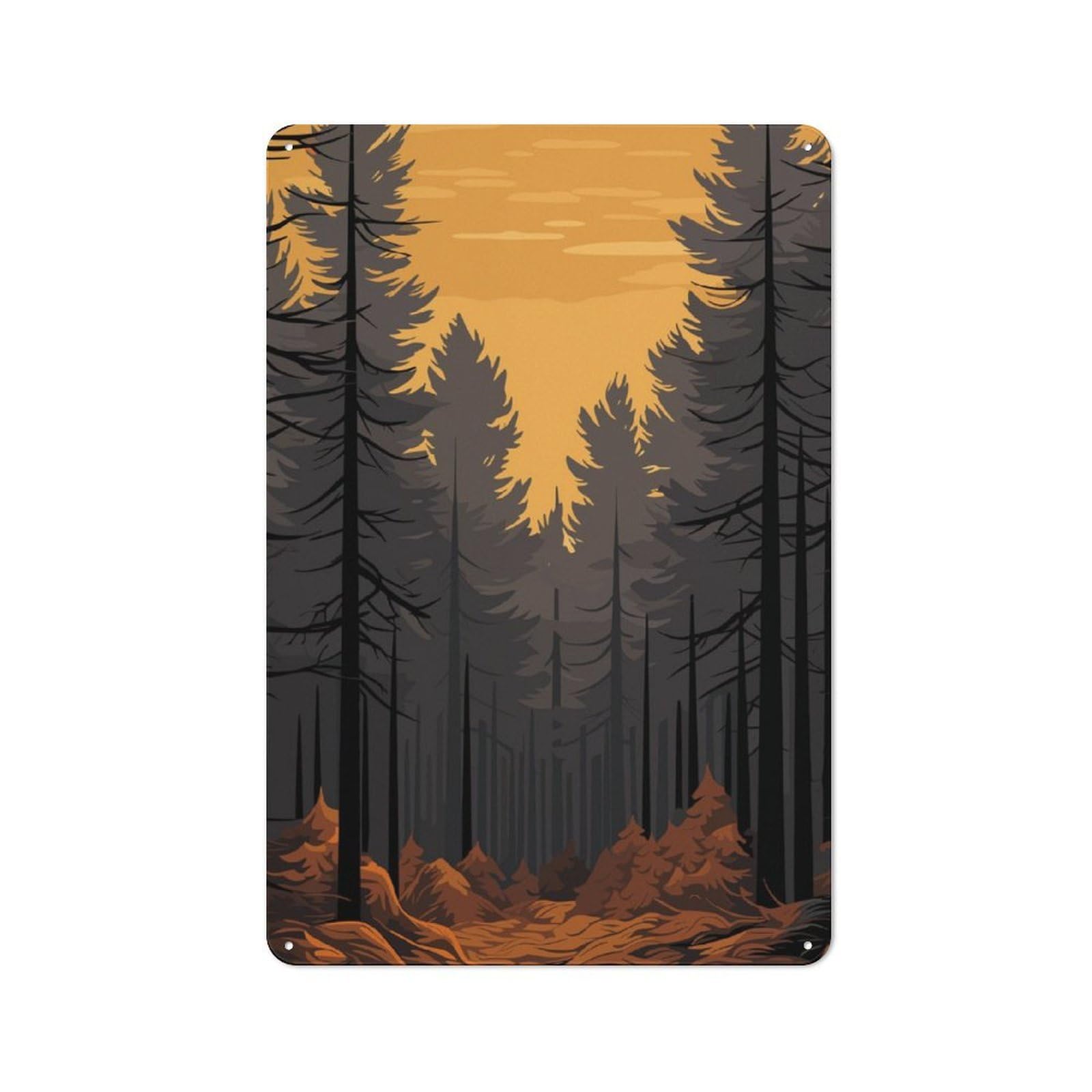 Junmoney Vector Forest Decorative Tin Sign 30X20cm, Country Country Wall Plaque For Dining Room, Cafe, Entryway Or Family Room