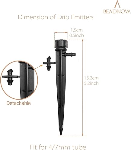 Miniatura 2 de BEADNOVA Goteros de riego, 50 unidades de emisores de goteo para rociadores de riego de 14 de pulgada, microaspersor de 360 grados, cabezales de