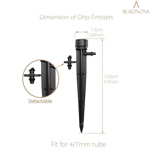 Miniatura 2 de BEADNOVA Goteros de riego, 50 unidades de emisores de goteo para rociadores de riego de 1/4 de pulgada, microaspersor de 360 grados, cabezales de