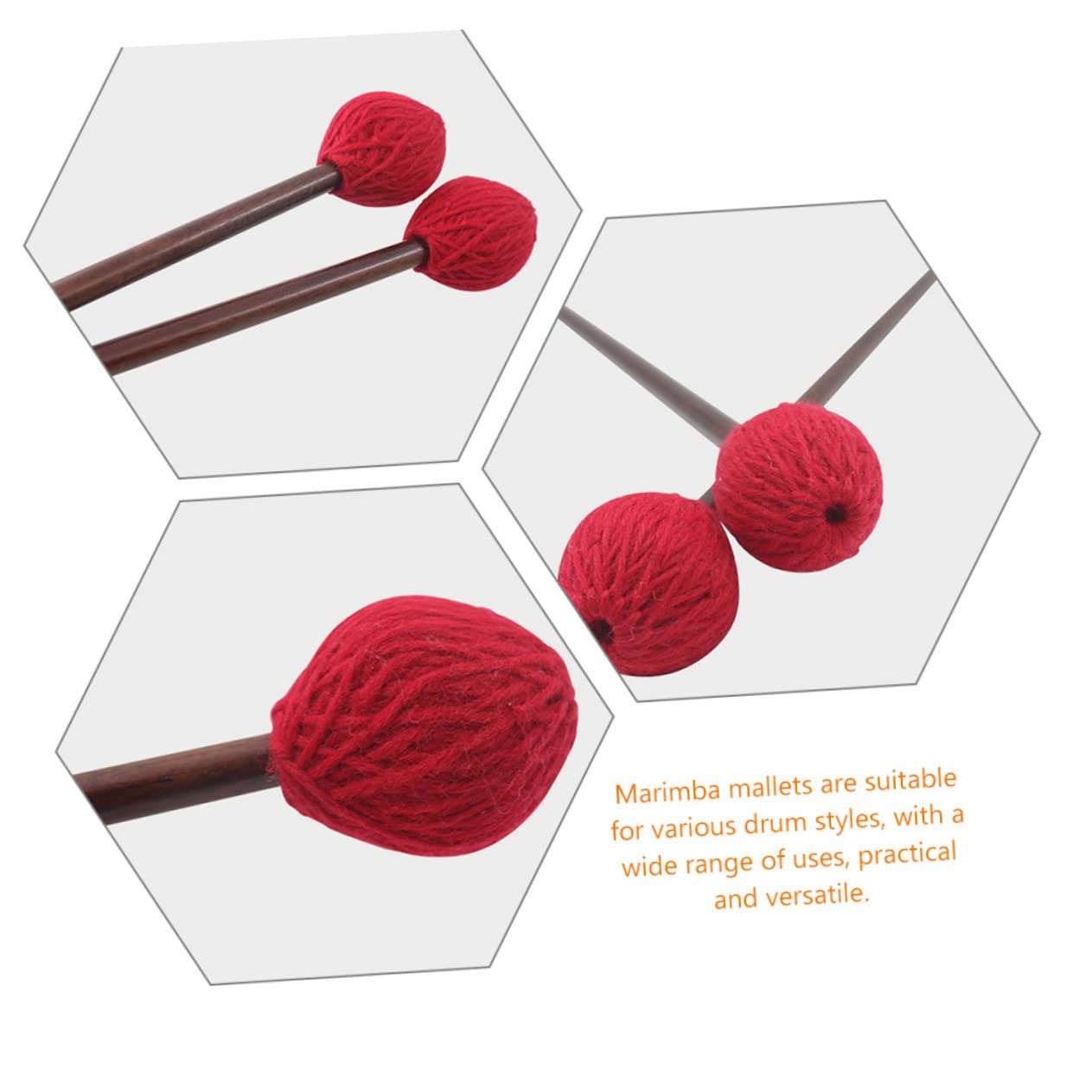 Alasum Mazos de Marimba Mango Cabeza de Hilo para Marimba y Instrumento de Lengüeta Accesorio de Percusión Musical para Instrumentos de Percusión