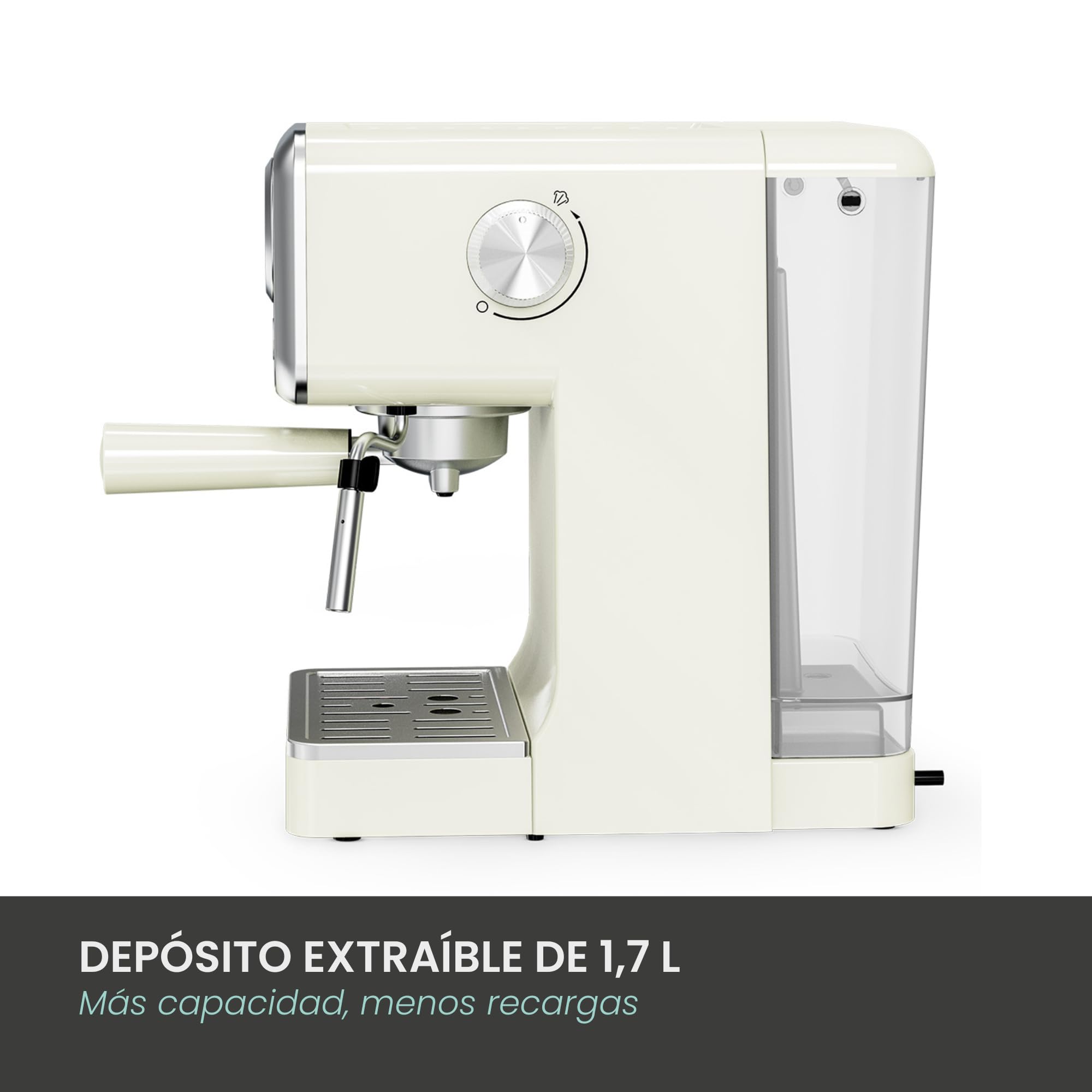 Jocca - Cafetera Espresso Retro | 15 Bar de Presión | Depósito de Agua Extraíble 1,7L | Filtro para 1-2 Tazas (40/80ml) | Bandeja de Goteo Extraíble | Protección contra Sobrecalentamiento | 1400W