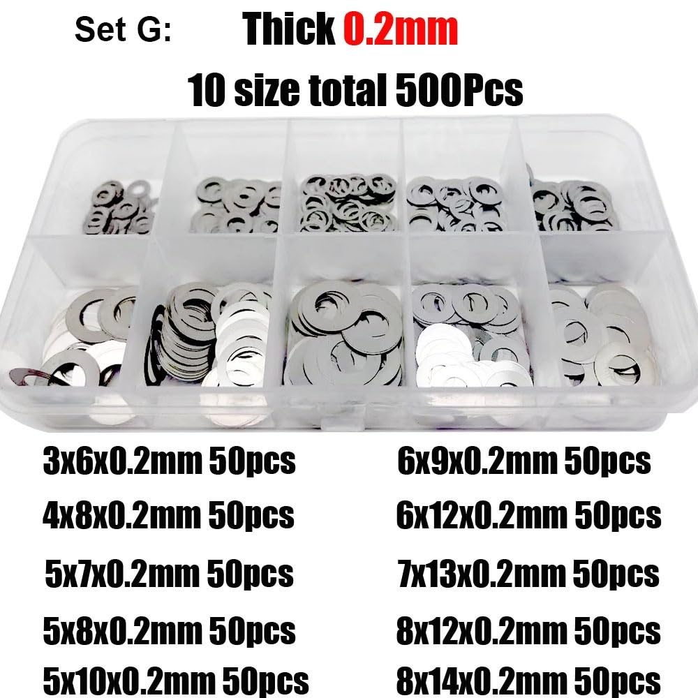 500/750/1200 pièces M2 M3 M4 M5 M6 M7 M8 304 A2 ensemble de rondelles Ultra fines en acier inoxydable cale de réglage joint uni Kit d'assortiment boîte