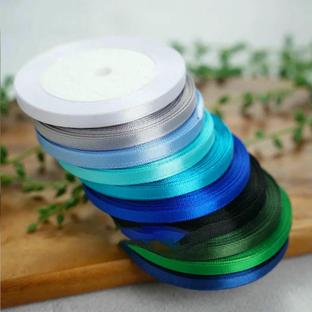 25 Yards Satinband 50 mm 38 mm 25 mm 15 mm 10 mm 6 mm für DIY-Verpackungen, Seidenbastelbedarf, Nähzubehör, Partydekoration, Glitzer-Silber, Breite 50 mm
