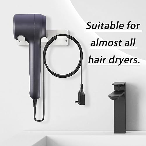 Miniatura 20 de Soporte de pared para secador de pelo, colgador universal para secador de pelo para baño/dormitorio/barbería, organizador de acero inoxidable 304