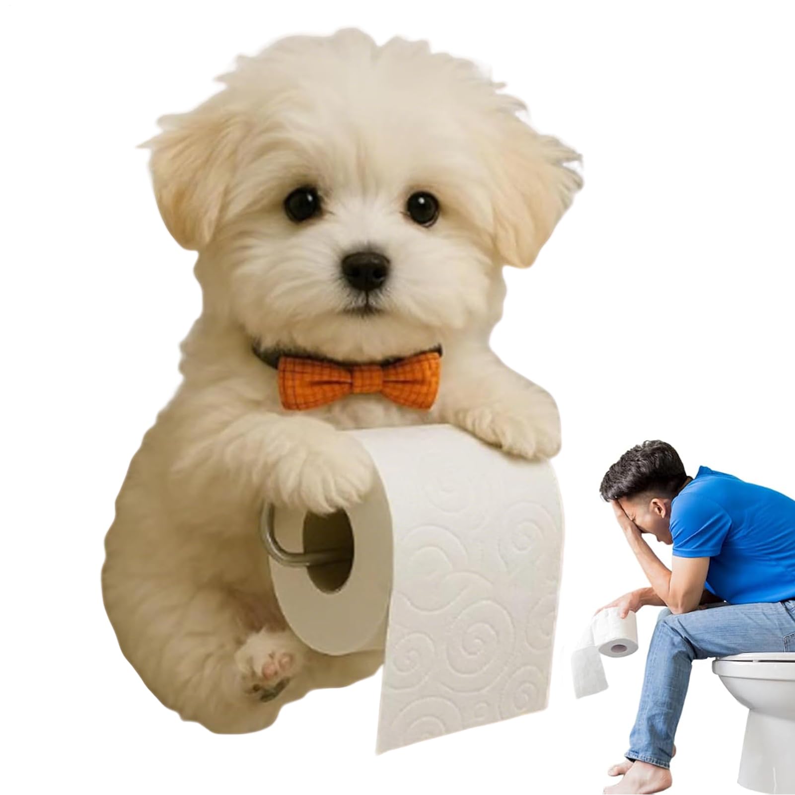 Portarrollos de baño con diseño de perro para ahorrar espacio en casa