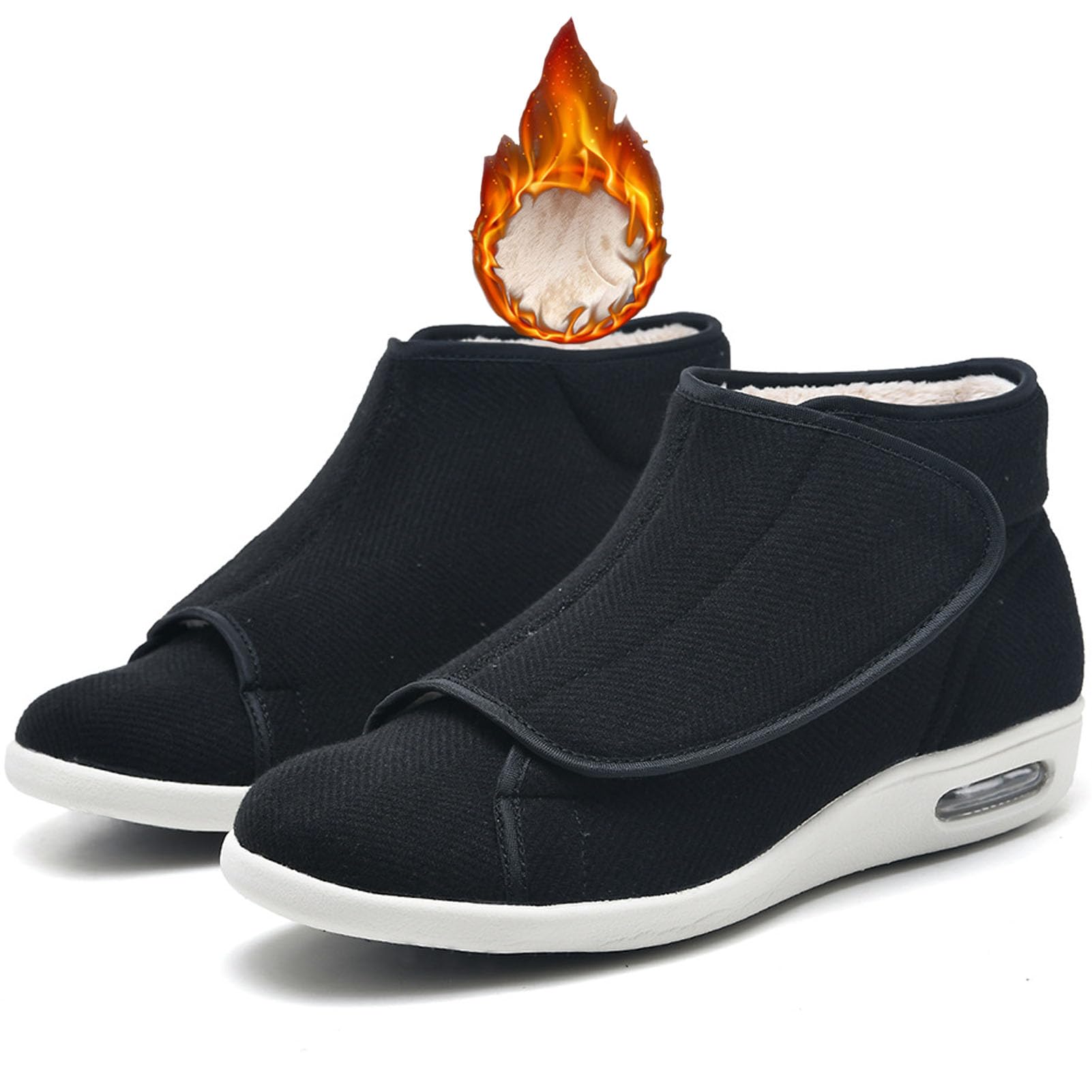 Winterschuhe Warm Diabetiker Schuhe, Herren Damen Extra Weit Gesundheit mit Klettverschluss Senioren Schuhe für Geschwollene Breite Füße Orthopädische Schuhe