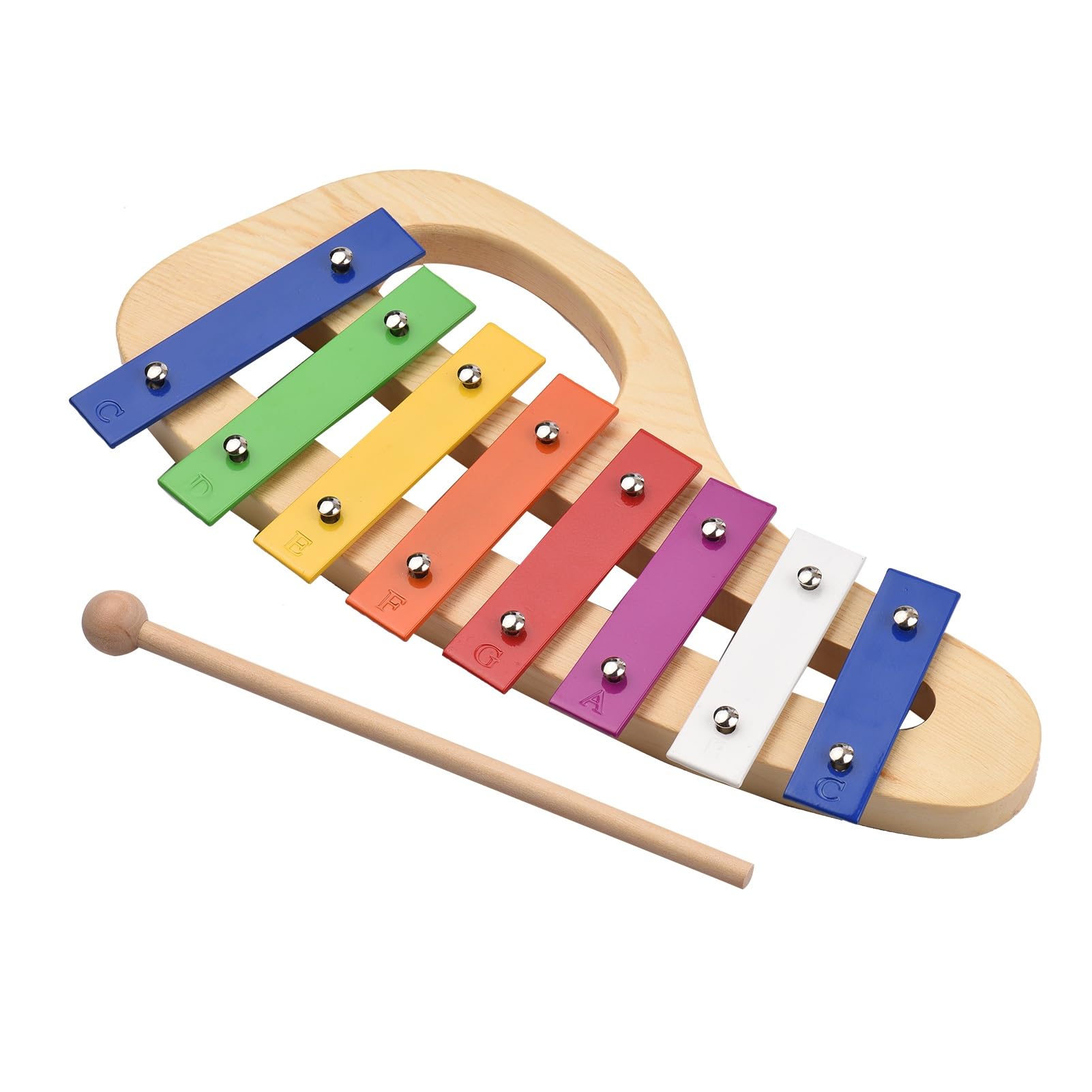 xilofono ​Legno Xilofono in Legno di Pino A 8 Note Glockenspiel Piastra in Alluminio Colorato da 3 Mm con Manico Martello in Legno Percussioni Squisite