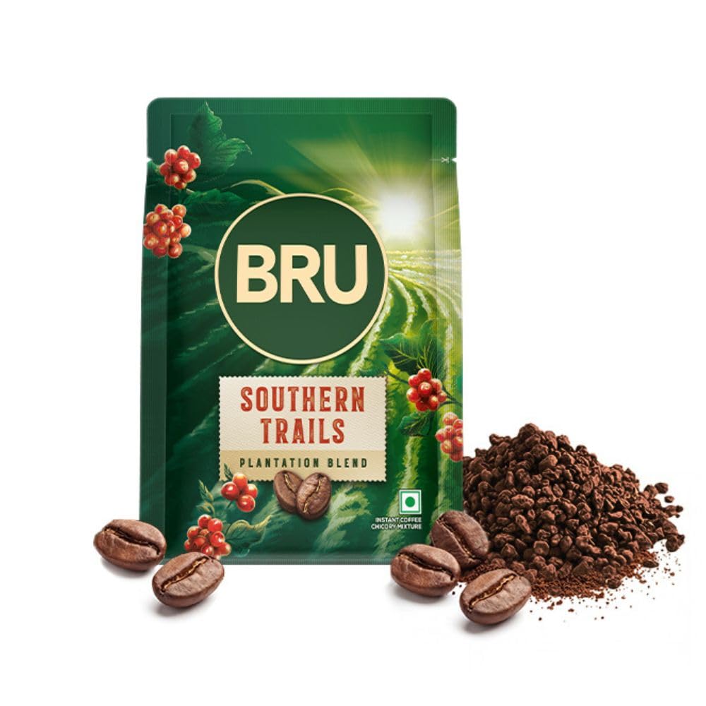 BRU Southern Trails, Instant Coffee, 50g, for Filter Coffee like Taste, Exceptional Aroma and Flavour, crafted with Handpicked Plantation Beans, with 80% Coffee and 20% Chicory-image-4