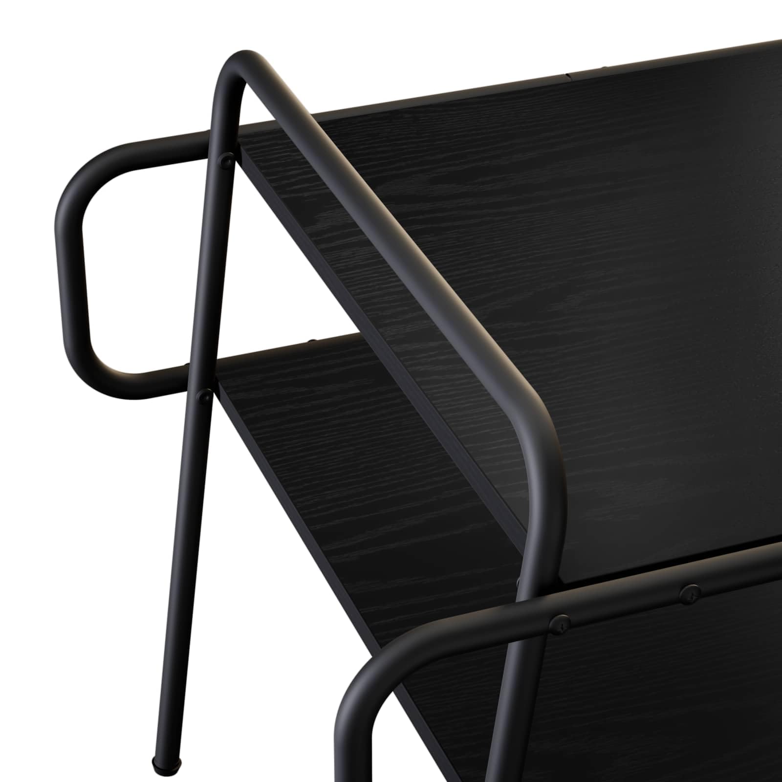 Tavolino da salotto in rovere nero, 50 x 50 x 51 cm | Tavolino da soggiorno compatto con 2 ripiani aperti e maniglie laterali per spostare in modo mobile nella stanza.