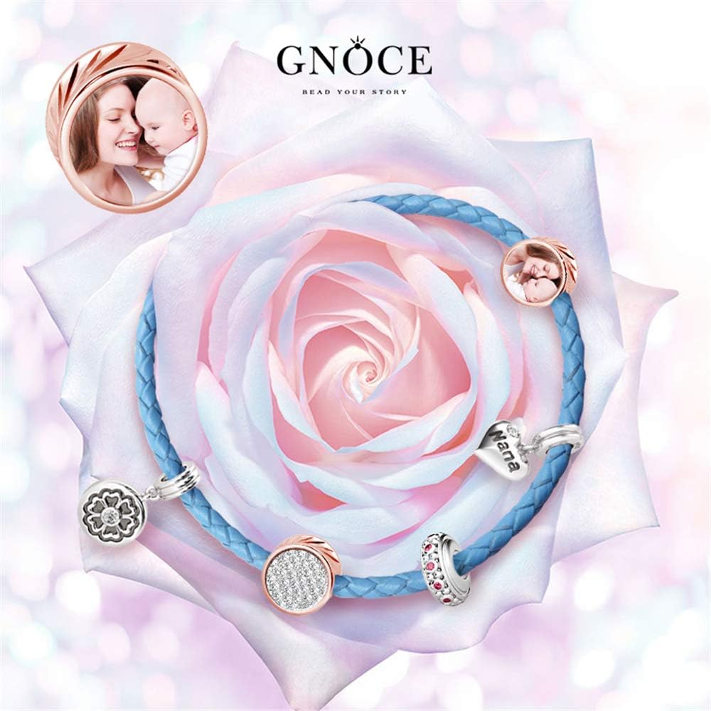 GNOCE Custom Photo Charm Bead Sterling Silver Special Love for You Personalized Picture Charm Rose Gold fit All Bracelets Necklaces (Rose Gold)