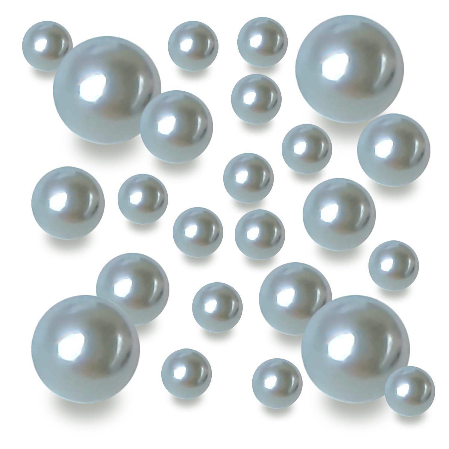 Euddty 14/20/30mm Floating Pearls for Vase Filler Black Pink No Hole Faux Beads Water Candle Centerpieces, Makeup Brush Holder, Home Table Decor 50PCS (Silver)