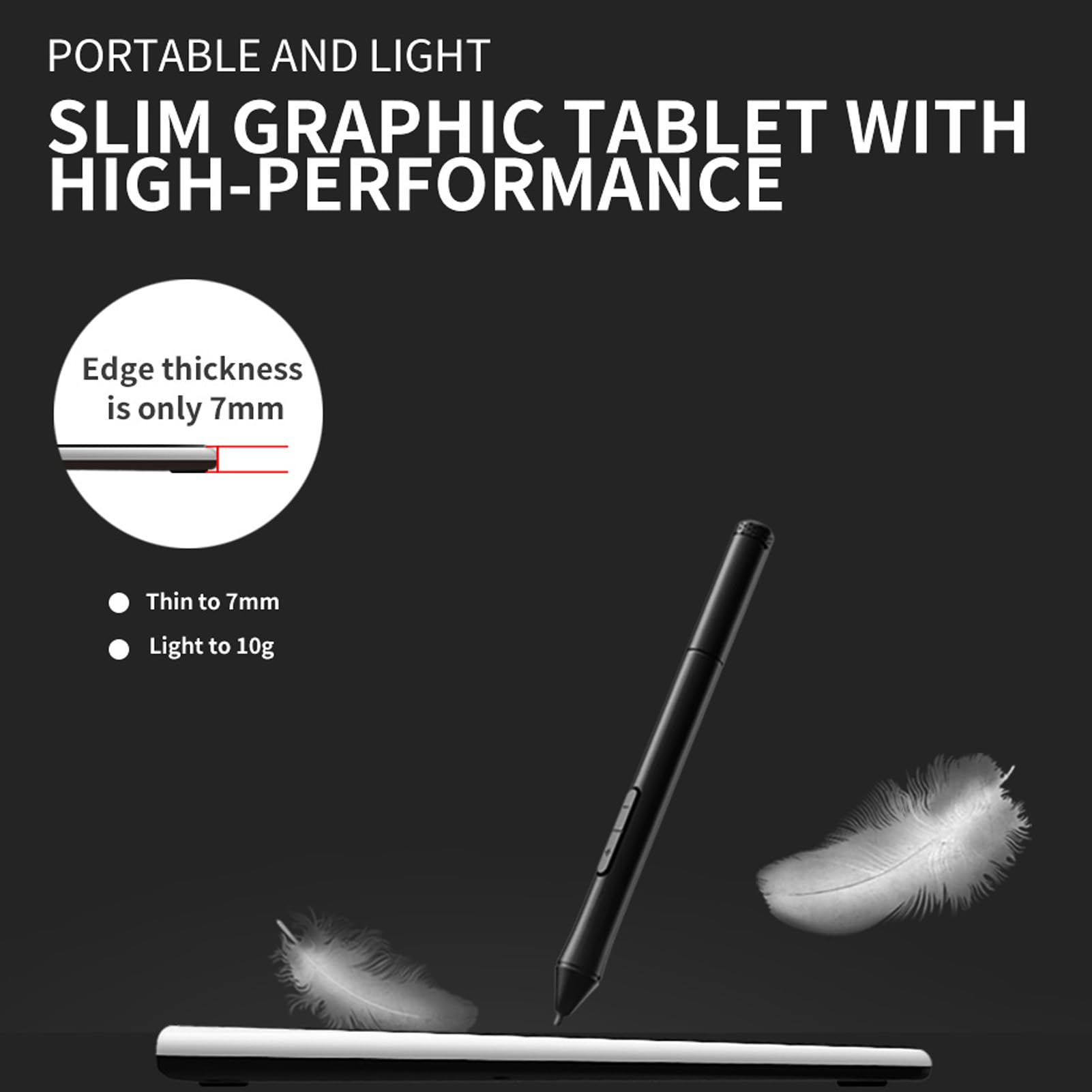 Tableta de Dibujo gráfico, Tableta de Arte Digital con 8192 Niveles de presión, Velocidad de Lectura de 233PPS, resolución de 5080LPI, Teclas de Acceso Directo Personalizables