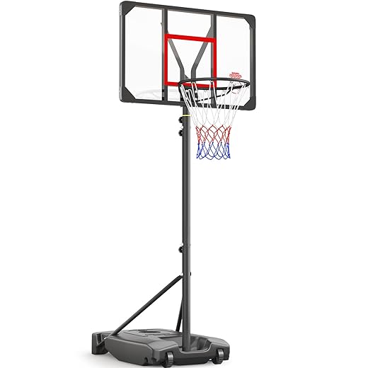 Yohood Kids Basketball Hoop Outdoor 4.82-8.53ft Adjustable, Portable Basketball Hoops & Goals for Kids/Teenagers/Youth in Backyard/Driveway/Indoor, with Enlarged Base and PC Backboard (Blue)
