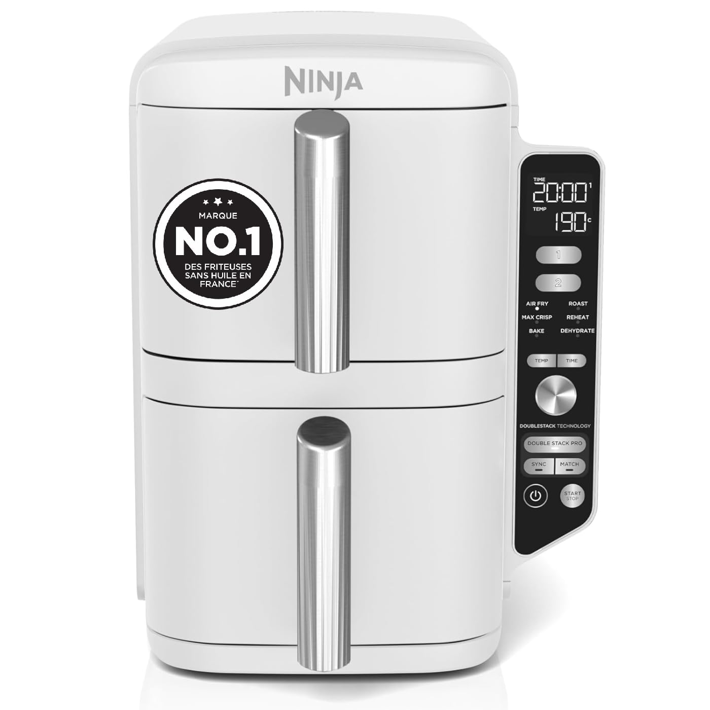 NINJA Double Stack XL Air Fryer, Friteuse sans huile Verticale Double Tiroir 4 Niveaux de Cuisson, 2...