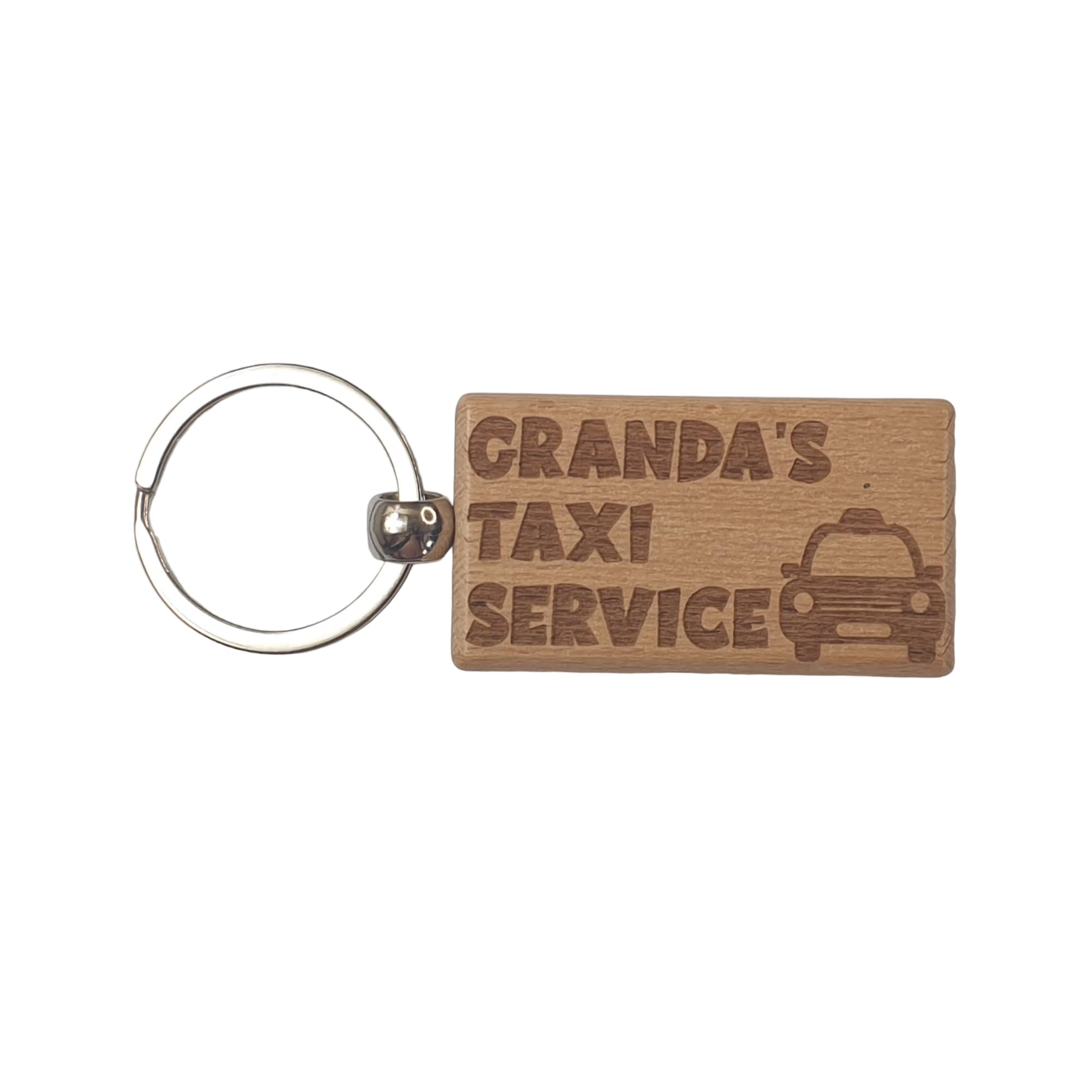 Decalarama Brown Granda Keyring Gift - Granda's Taxi Service - Cute Engraved Wooden Keyring Funny Novelty Nice Custom Present