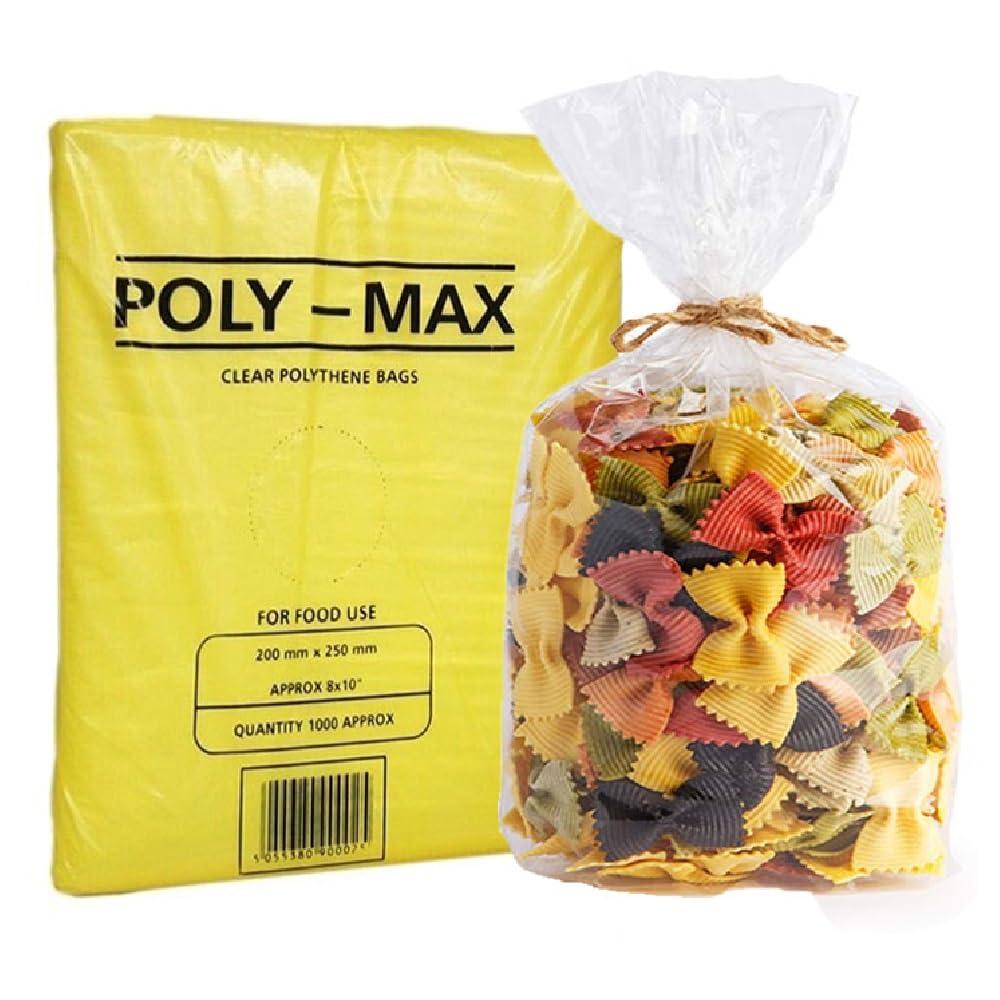 1000 x Plastic Polythene Food Bags 15" x 20" 100Gauge Poly Max Clear Strong Poly Storage Bags By Tezraftaar®