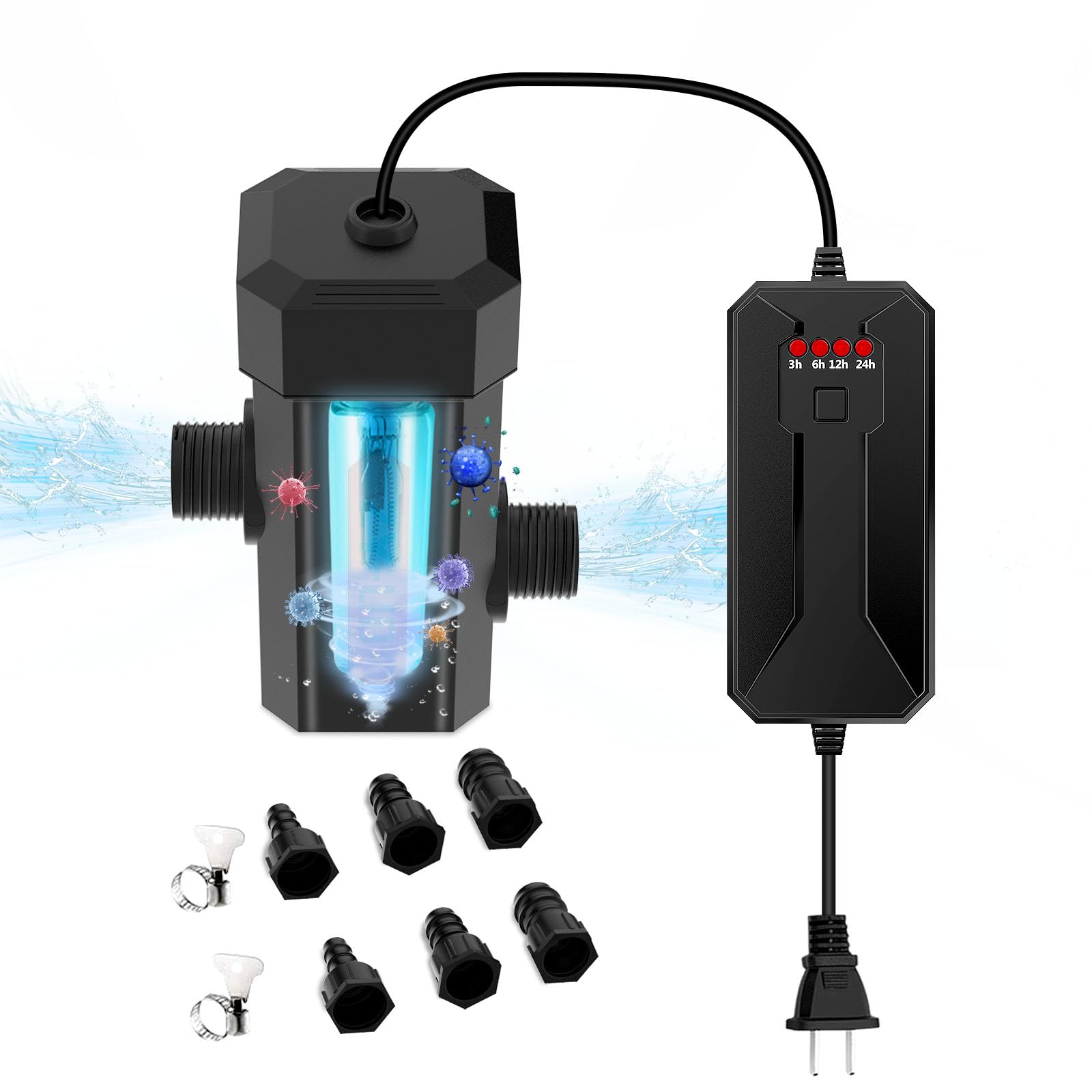 JAHEA Aquarium Clean Light,Aquarium UV Filter Water Pump,Mini 3.5W Water Clean for Aquarium Filter with Timing Function,External Fish Tank Water Purification Lamp for Pond,Swimming Pool,Indoor