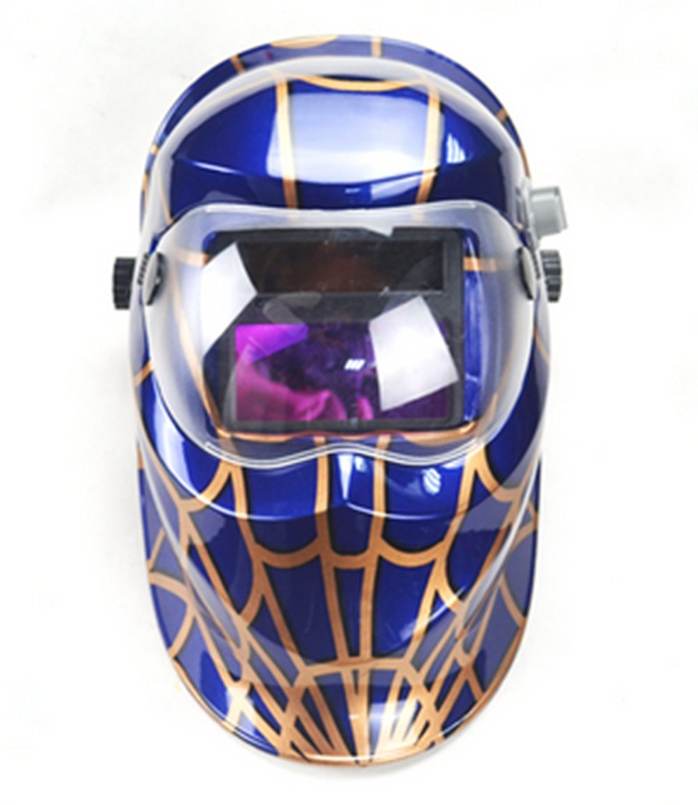 YOBEKETO Solar Auto Darkening Solar Welding Helmet Arc Tig Mig Mask Weld Welder Lens Grinding Mask with Adjustable Shade Range (Blue)