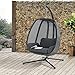 [en.casa] Silla Colgante con Soporte Acero Hamaca con Cojines Sillón Cesta para 1 Persona Interior/Exterior máx. 120 kg PVC/Poliéster 168 x 120 x 108 cm Gris Oscuro