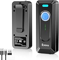 Vista 12 de Eyoyo Escáner de código de barras Bluetooth 2D inalámbrico con clip, batería de 2000 mAh con indicador de nivel, mini lector de códigos de barras QR