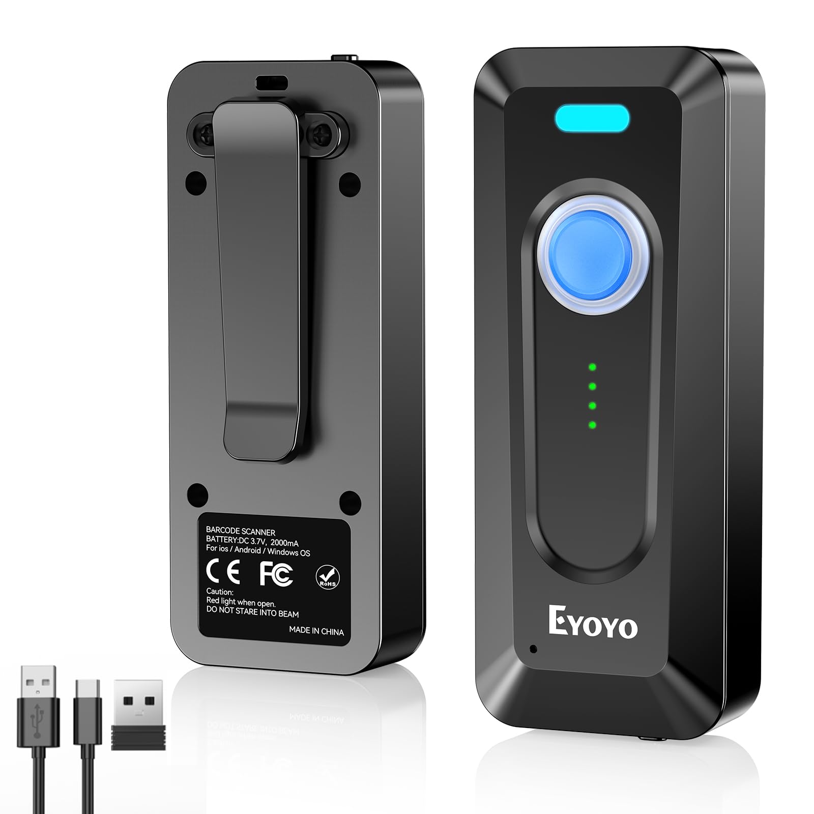 Eyoyo Portable Mini 2D&amp;1D QR Bluetooth Barcode Scanner Wireless with Clip