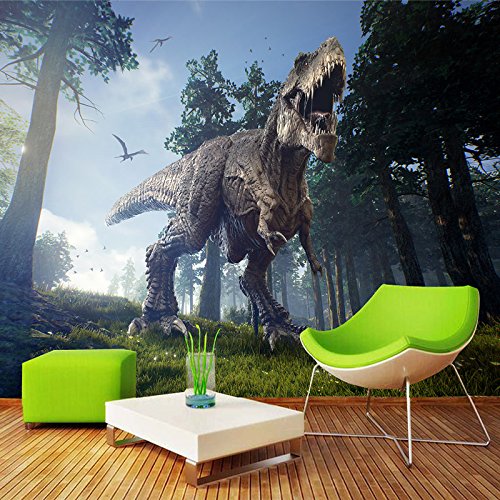 Tapeta Las Dinozaur Ściana 3D Tapety Fototapety Fototapety 3D Niestandardowy Gigantyczny Plakat Ścienny 3D Do Salonu lub Sypialni 250 cm × 175 cm (szer. x wys.)