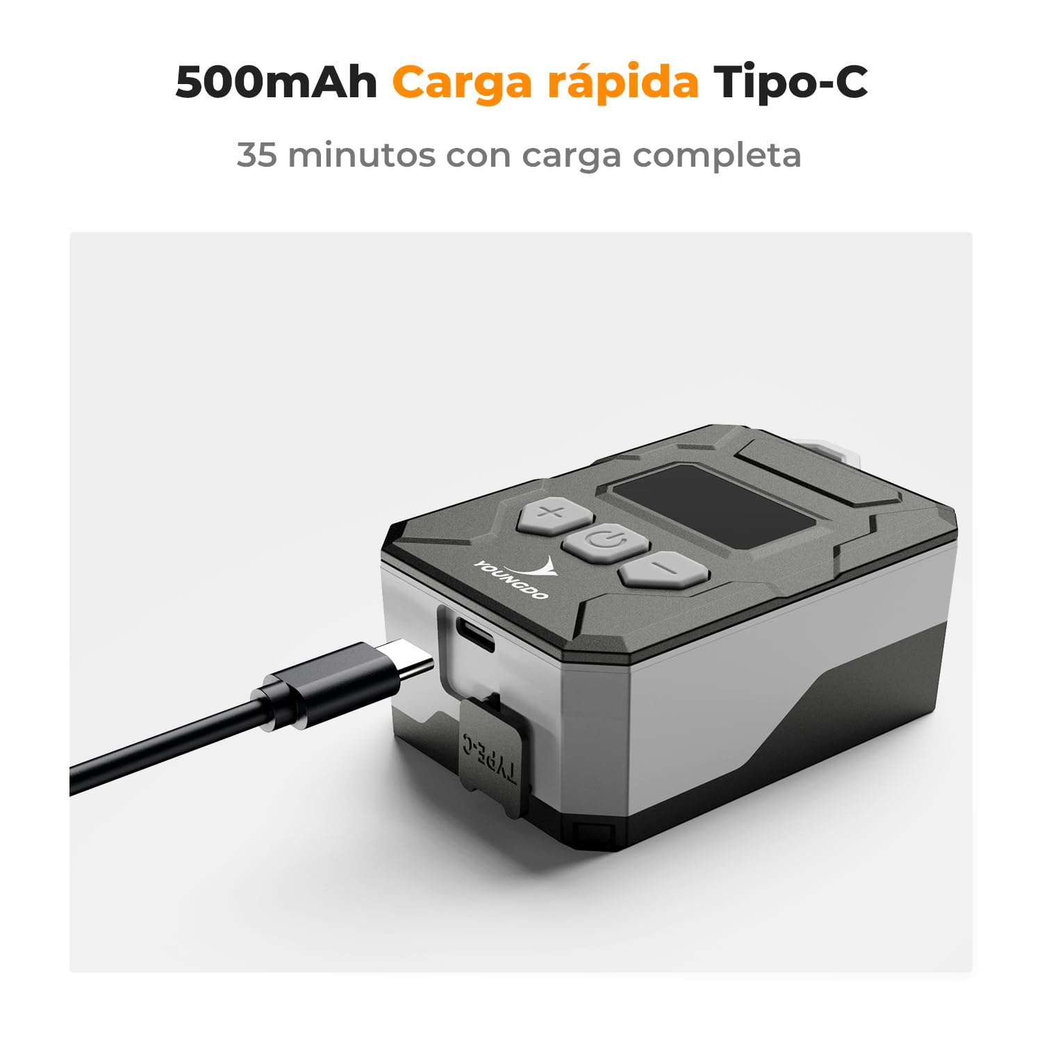 150PSI mini Bomba Bicicleta, YOUNGDO inflador electrico con Manómetro Digital, Función Auto Stop Tipo-C Bomba de Aire Eléctrica para Bicicleta con Válvula Presta y Schrader para Bicicleta, Moto, Balón