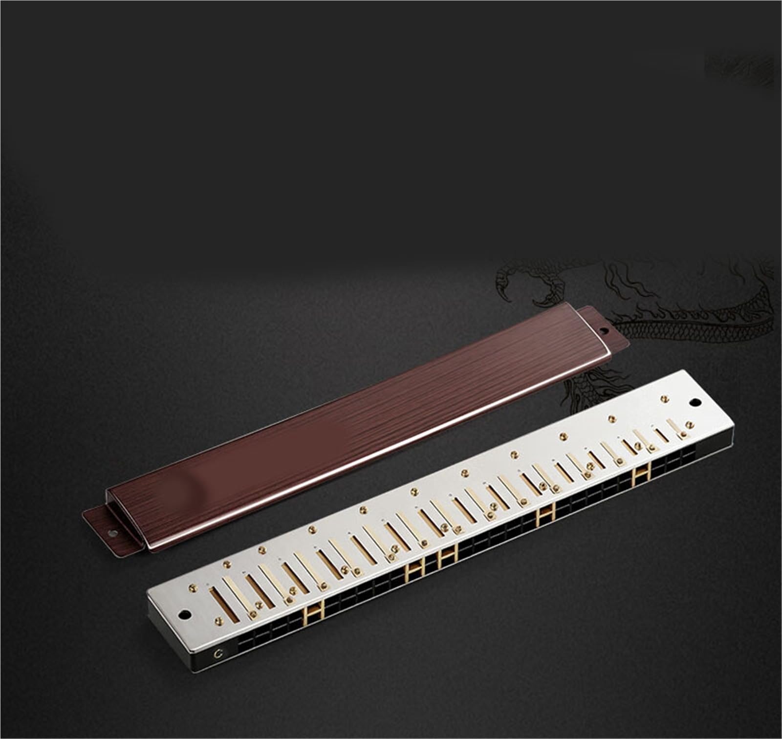 Beginner Harmonica Harmonica En Do Majeur À 28 Trous Tessiture Étendue Avec Couvercle Bronze Brossé