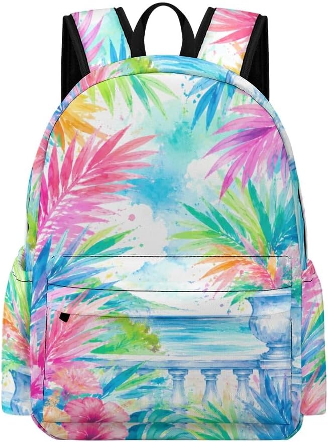 Women’s Casual Backpack For Work College Travel Tropical Balcony View