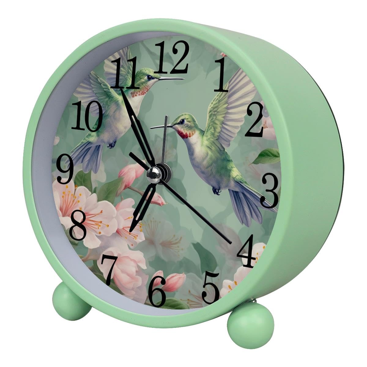 Luoweisi Alarm Clock Hummingbirds, Silent Non-Ticking with Night Light