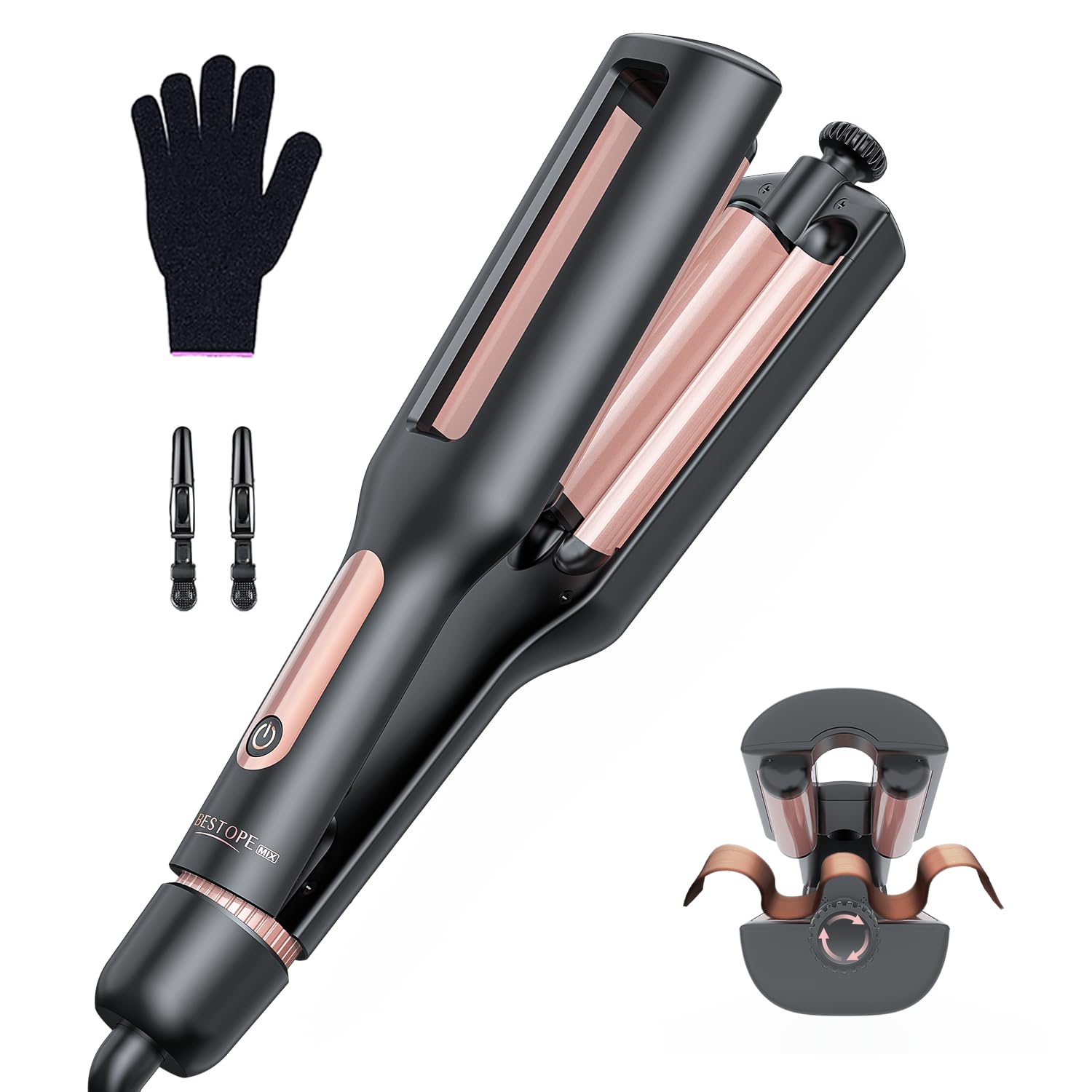 4 in 1 Einstellbares Welleneisen für Haare 22/25/32/38mm - Beach Waves Mermaid Waves Lockenstab, 140-210°C Temperaturen,