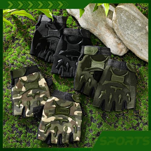 Image of Boao 3 Pairs Kids Half Finger Bike Gloves