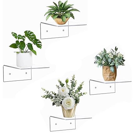 Parikshit Sublimation Invisible Small 4 pcs Wall Rack Shelf Plant Stand for Living Room Bedroom Home Decor Bathroom Kitchen Office School