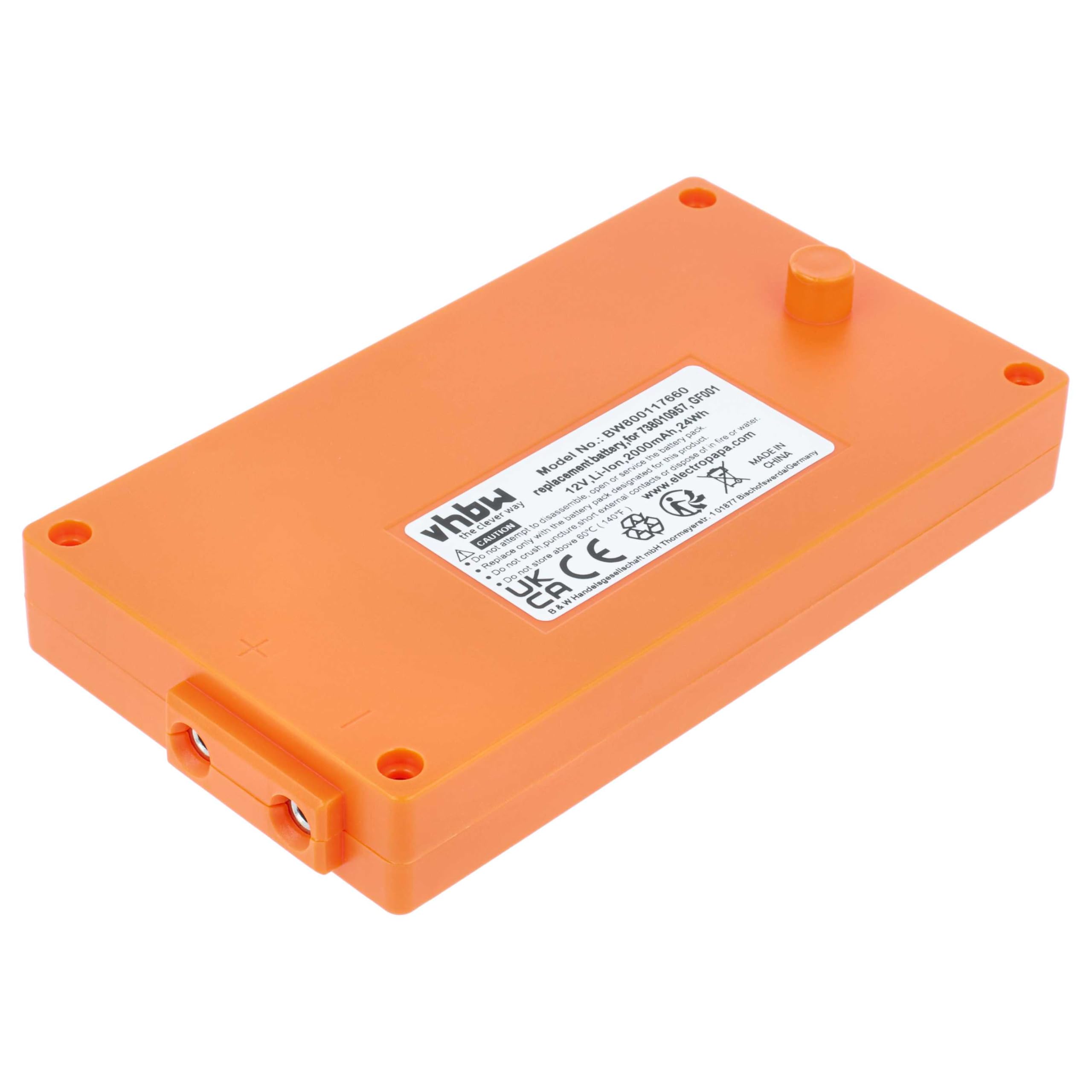vhbw Batería reemplaza Gross Funk RGRO1215, GF001, 738010957, 100-000-134 para Mando a Distancia Industrial (2000 mAh, 12 V, Li-Ion)