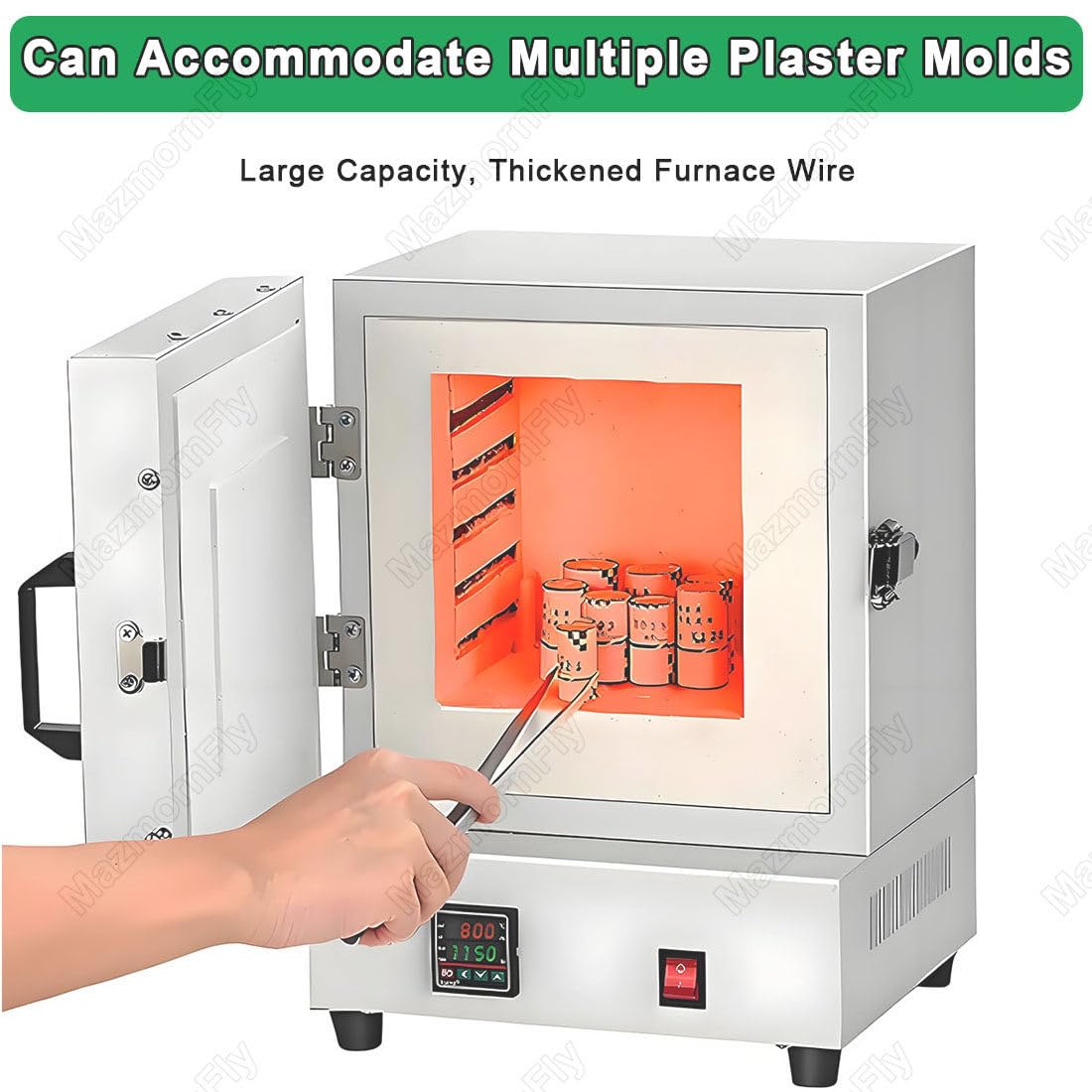 Forno a Muffola Elettrico 2000 W per Fusione Dei Metalli, Forno Laboratorio Ad Alta Temperatura 1150 ℃, Forno a Muffola Chiuso, Forno Elettrico Industriale per Fusione Di Gioielli E Metalli