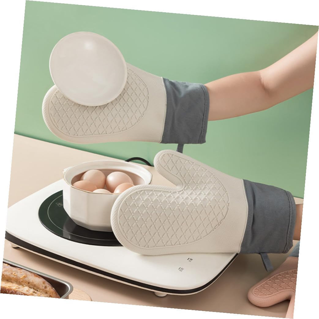 2stücke Silikon-ofenhandschuhe Hitzebeständige Fäustlinge Für Backofen Und Mikrowelle Wärmeisolierend Leicht Zu Waschen Und Aufzubewahren