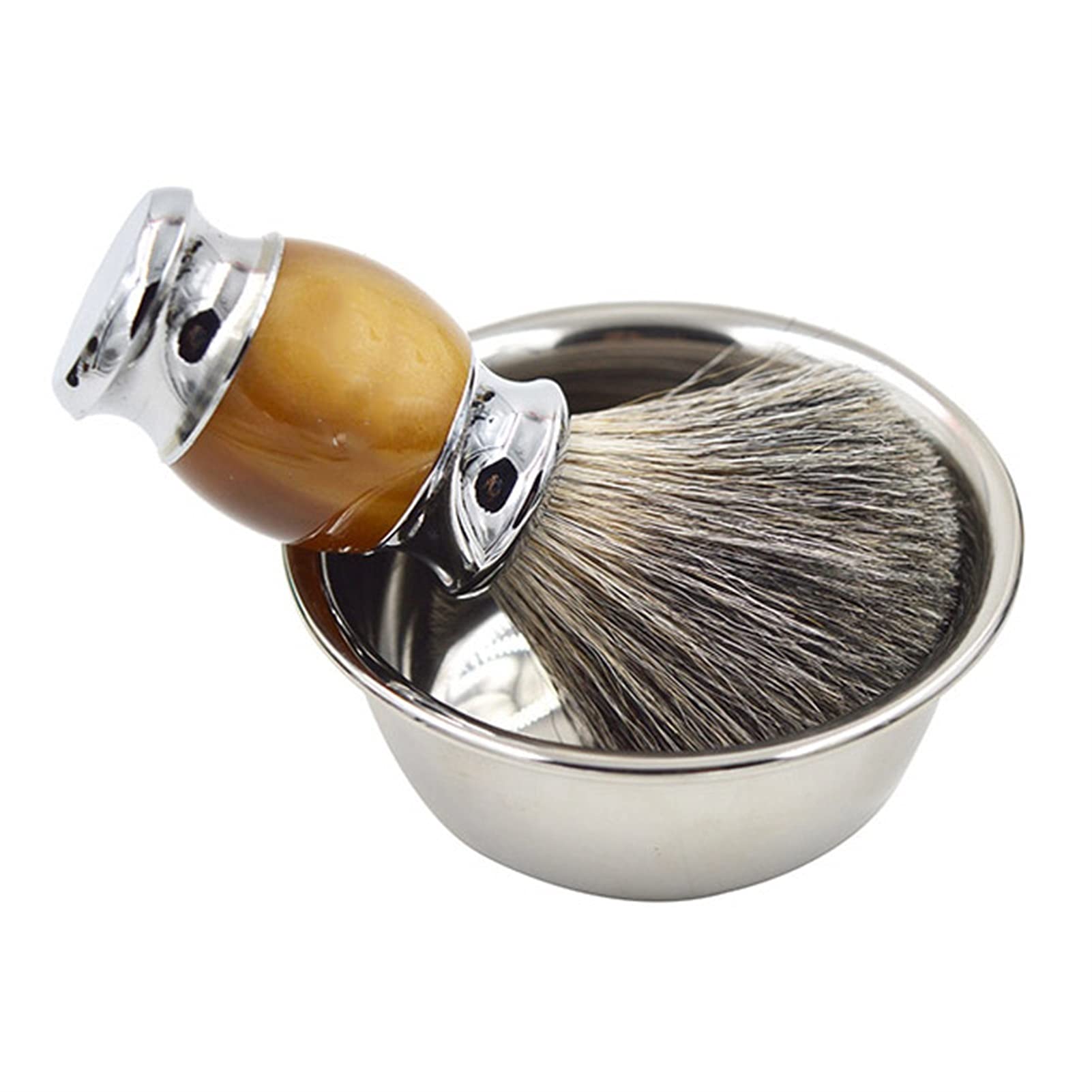 AnSafe Pennello da Barba Fatto a Mano Tasso Capelli Barba Pennello in Schiuma Portatile retrò Pennello da Barba Bagnato