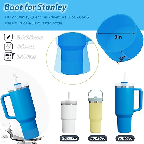Miniatura 3 de El juego de accesorios para vasos incluye 6 tapones de silicona a prueba de derrames, 2 tapas de popote para popote de 0.354-0.394 in, 1 bota de