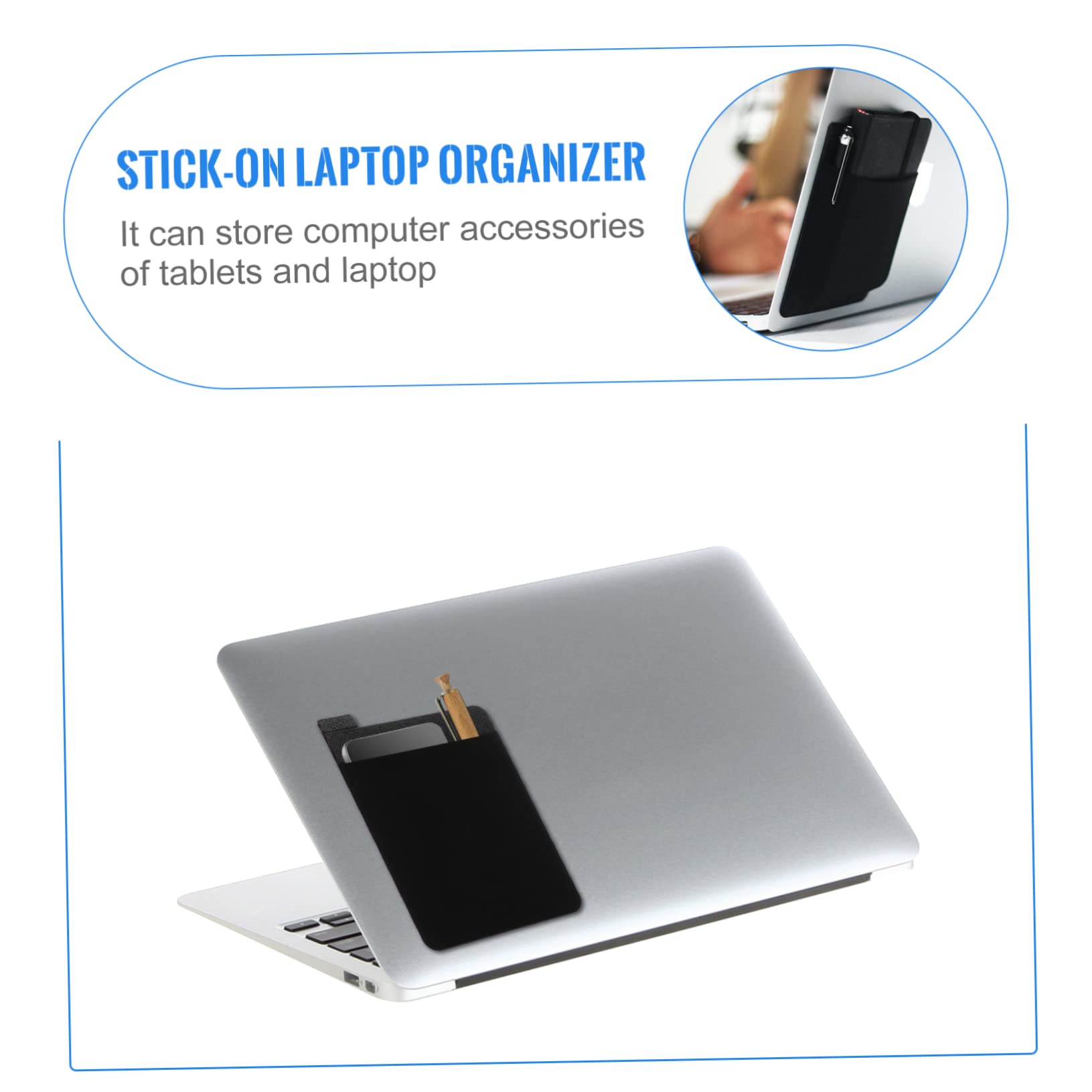 Lurrose Borsa Adesiva per Laptop e Tablet Realizzata in Pelle Buona Qualità Elastico per Contenere Mouse Wireless Custodie Disco Rigido e Cuffie