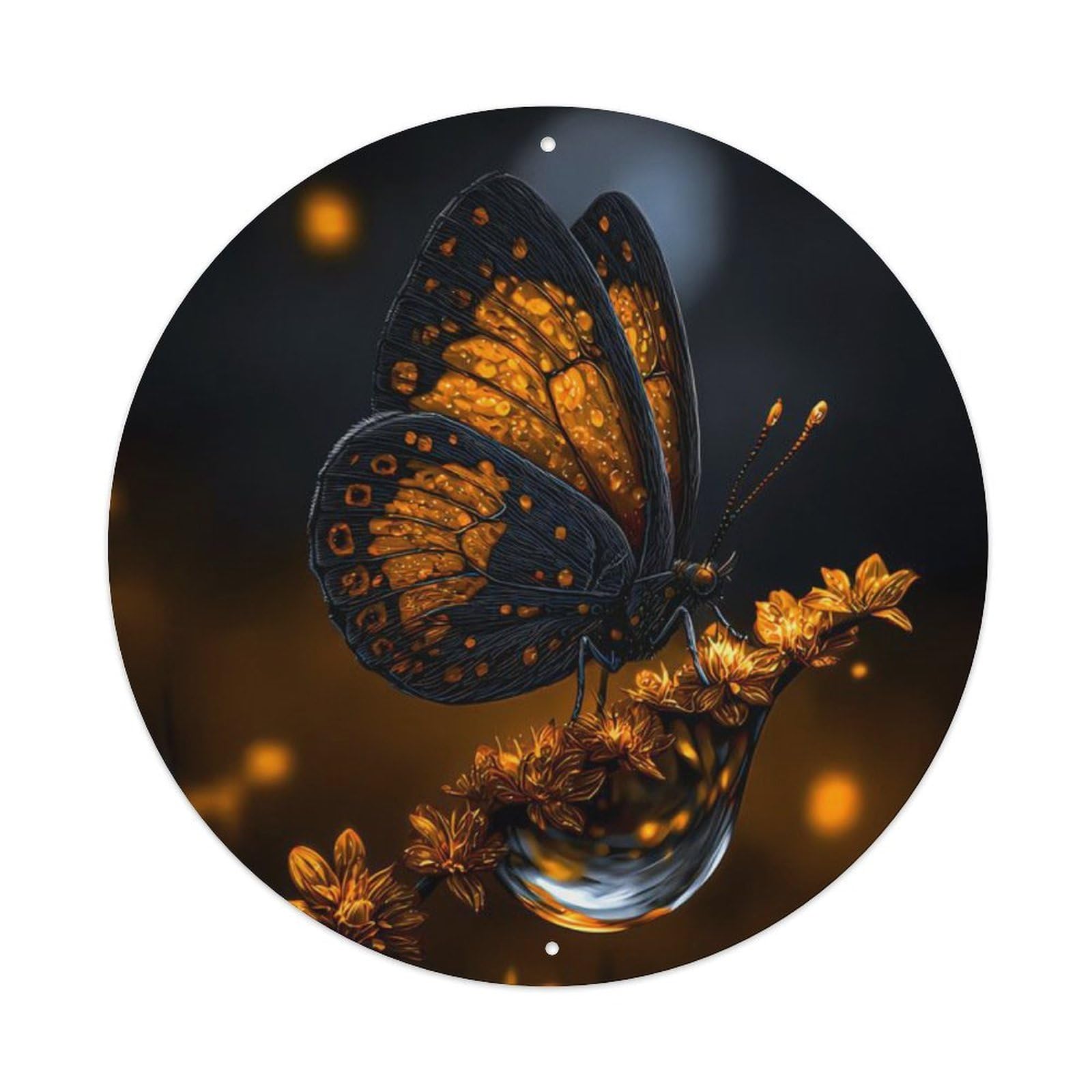Animal Butterfly Fantasy Night Vintage Metal Tin Sign Plaque Wall Decor for Cafe, Club Bar, Office, Garden Metal Poster 8x8Inch