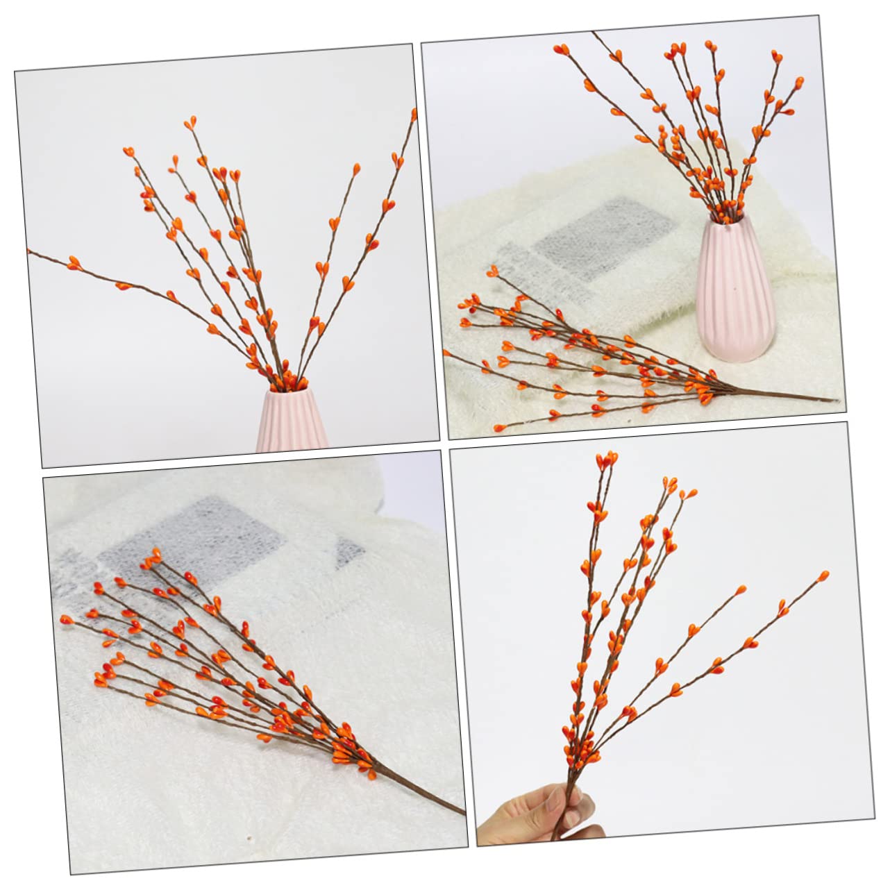 Alipis 3 Sätze Künstlicher Beerenzweig Künstliche Baumpflücker Künstliche Beerenzweige Weihnachtsdeko Artificial Plant Rote Beerenpflücker Künstliche Pflanzen Plastik Orange 5 Stück * 3